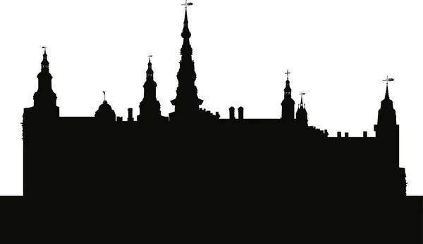 Grand château silhouette isolée sur blanc — Image vectorielle