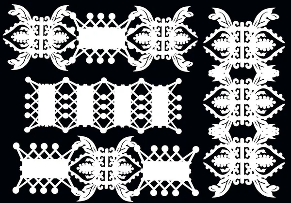 Quattro strisce astratte simmetriche su nero — Vettoriale Stock