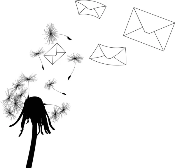Graines et enveloppes volantes de pissenlit noir — Image vectorielle