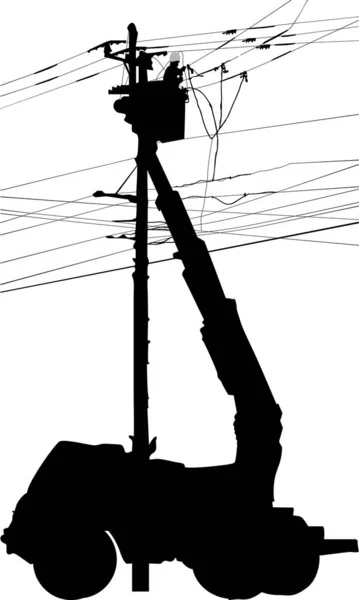 Elektriker och makt pylon isolerad på vit — Stock vektor