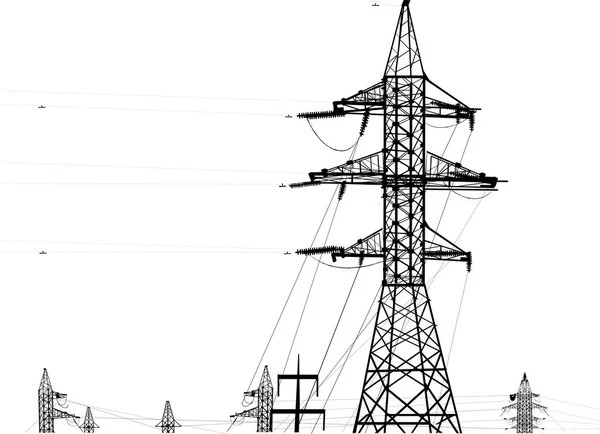 Geïsoleerde zwarte elektrische torens groep — Stockvector