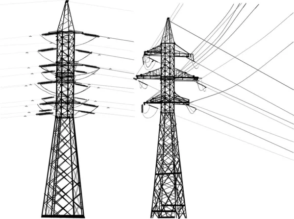 Illustrazione con due piloni neri — Vettoriale Stock