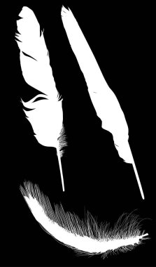 Üç beyaz tüy siluetinden oluşan grup