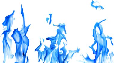 Beyaz illüstrasyonda üç mavi yangın