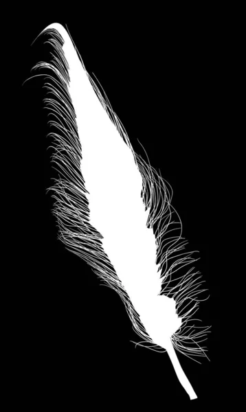 Petite plume droite blanche silhouette unique — Image vectorielle