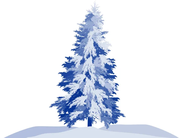 Μπλε μεγάλο έλατο χειμώνα απομονωμένο σε λευκό — Διανυσματικό Αρχείο
