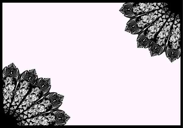 浅粉色背景的卷曲黑色框架装饰 — 图库矢量图片