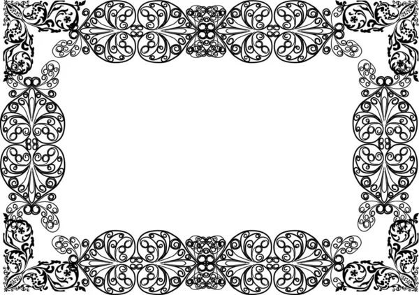 Zwart breed sipmle versierd met krullen frame — Stockvector