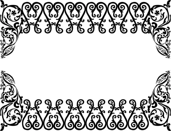 Zwart versierd breed frame vorm ornament — Stockvector