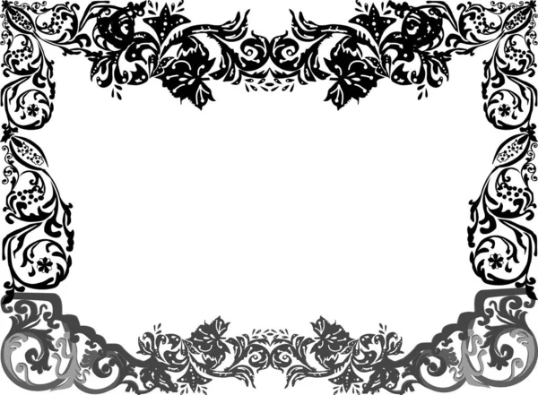 Black and grey wide sipmle decorated frame — ストックベクタ