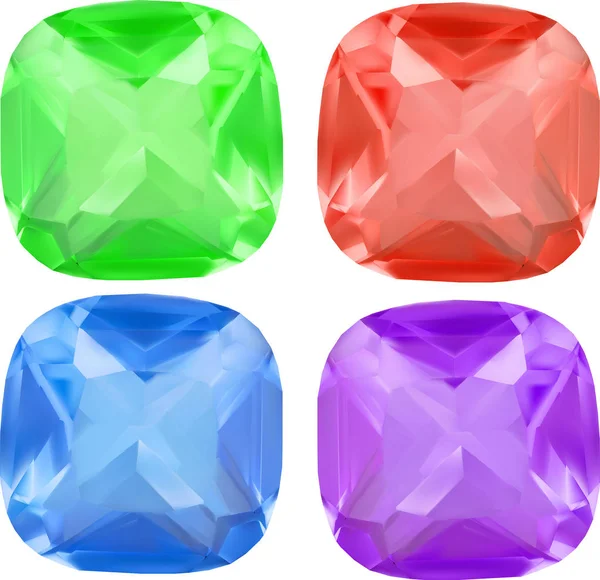 Čtyři barevné drahokamy ilustrace — Stockový vektor
