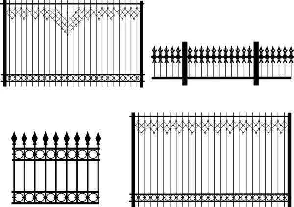 Set of four black fence fragments — Stock Vector