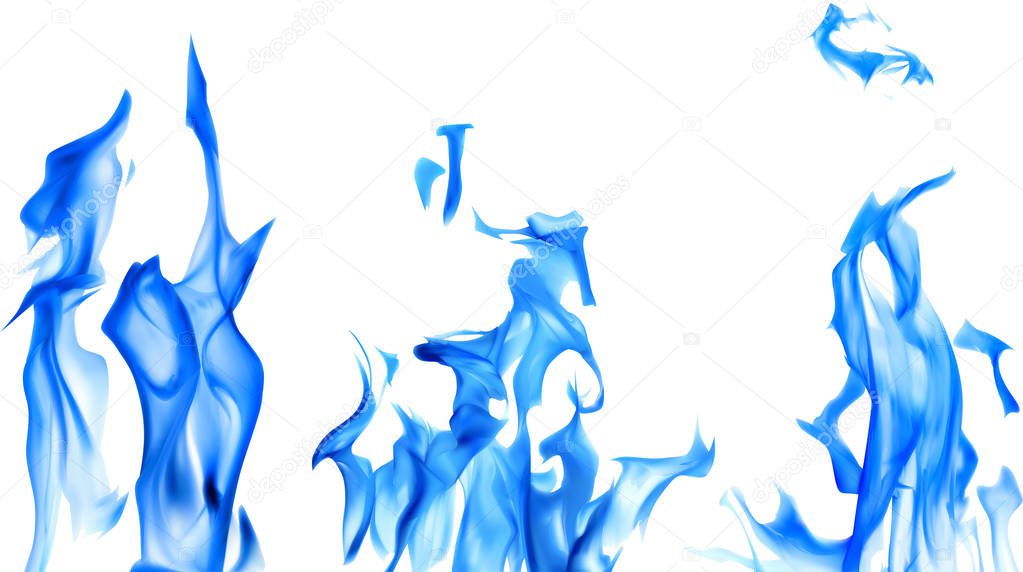 three blue fires on white illustration