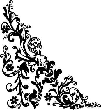 floral triangular isolated black left corner