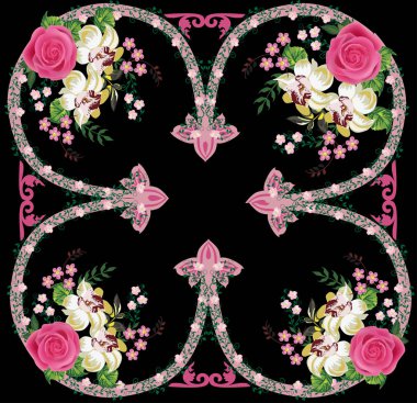 gül süslemeli siyah süs meydanı