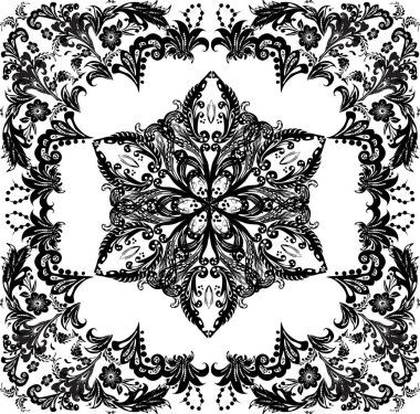 simetrik siyah desenli soyut desen