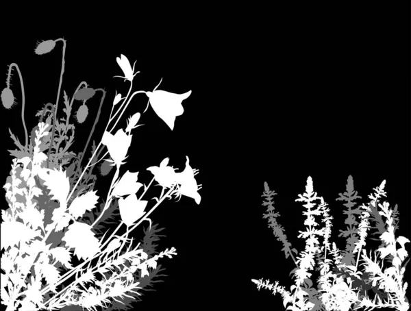 Куча растений, изолированных на черном фоне — стоковый вектор