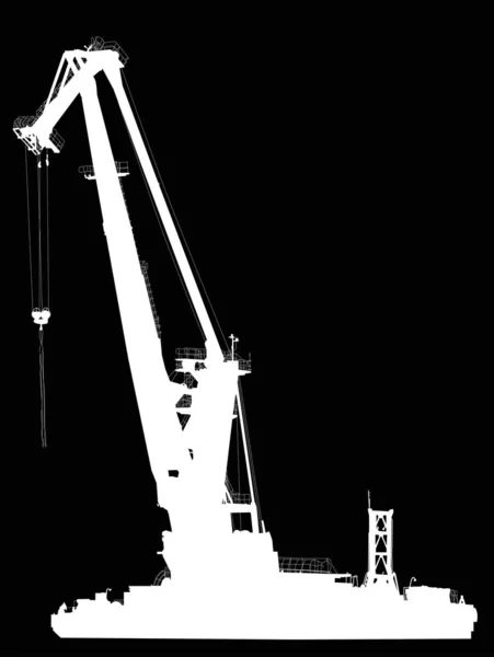 Grande grue nautique isolée sur noir — Image vectorielle