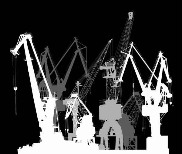 Sanayi turnaları grubu siyah üzerine izole edildi
