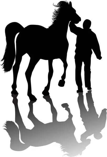 Humano e cavalo com sombras —  Vetores de Stock