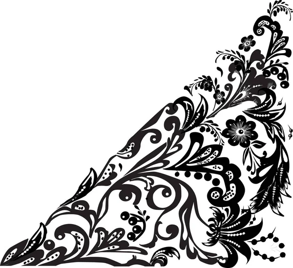 Schwarzes dreieckiges Design mit abstrakten Blumen — Stockvektor