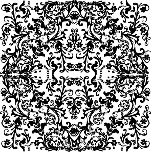 Zwart abstract vierkant symmetrisch versierd ontwerp — Stockvector