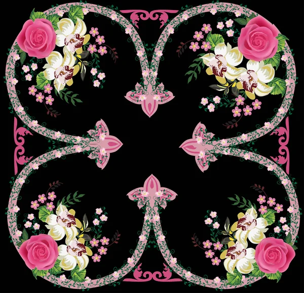 gül süslemeli siyah süs meydanı