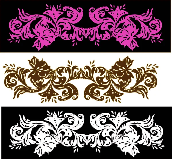 Ilustración de tres bandas decoradas de color — Vector de stock