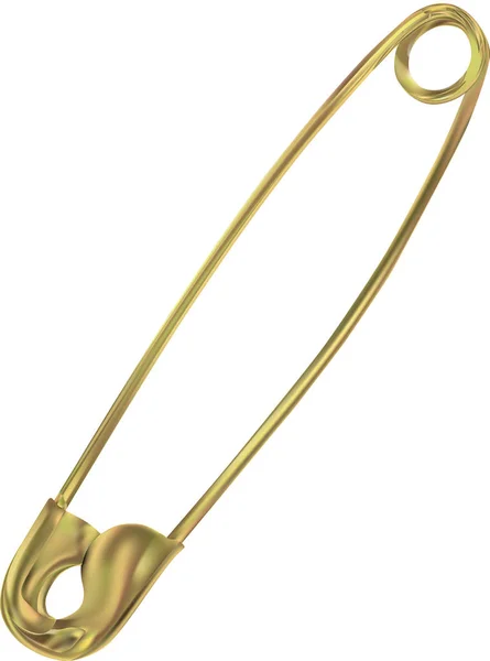 Ilustración con alfiler de seguridad dorado sobre blanco — Vector de stock