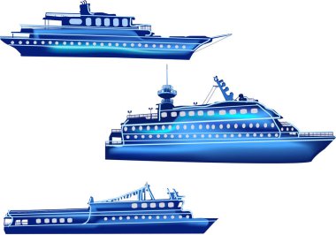 beyaz izole üç mavi gemi