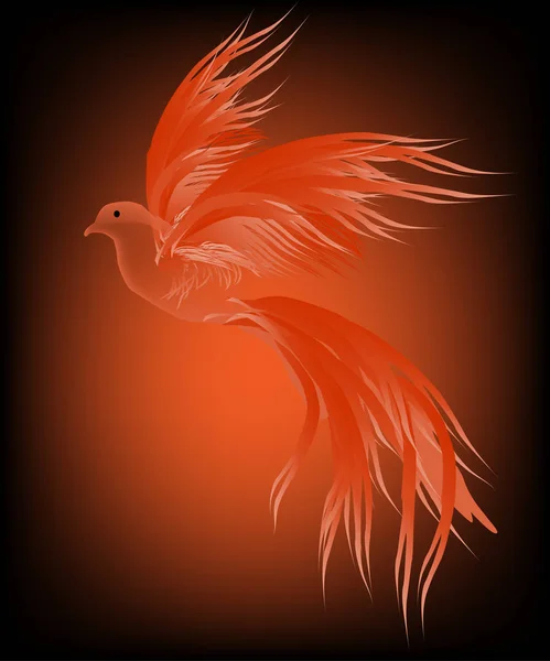 Pájaro rojo abstracto sobre fondo oscuro — Vector de stock