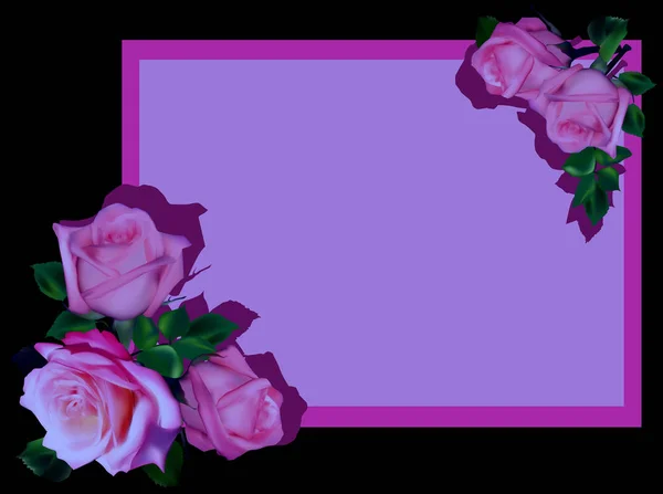 Illustration avec cinq roses lilas — Image vectorielle