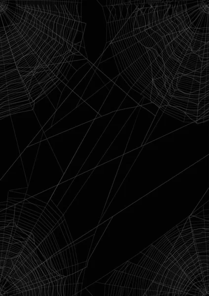 Graues und weißes, dünnes Spinnennetz in vier Ecken — Stockvektor