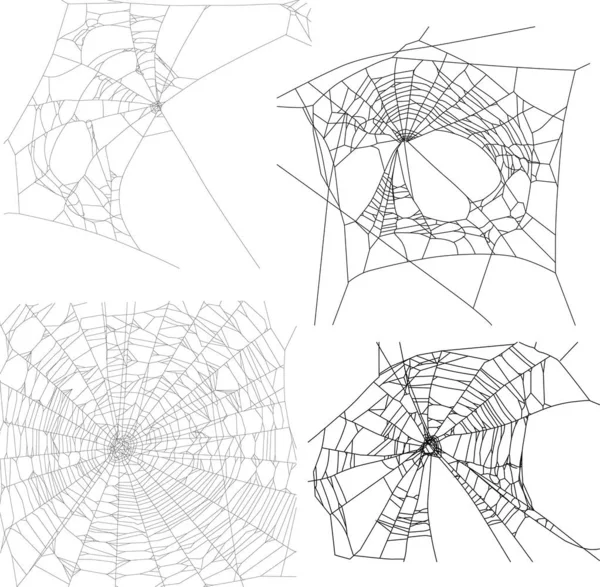 Quatro teias de aranha preta ilustração — Vetor de Stock