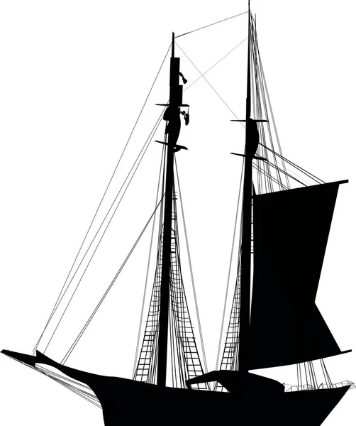 Bateau noir avec une seule voile — Image vectorielle