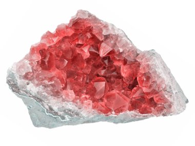 Beyaz arkaplanda mavi safir druse 'un makro fotoğrafı izole edildi