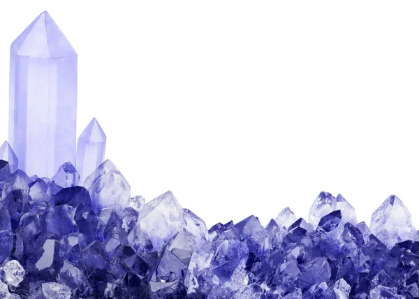 Макро Фото Блакитних Кристалів Сапфіру Ізольовані Білому Тлі — стокове фото