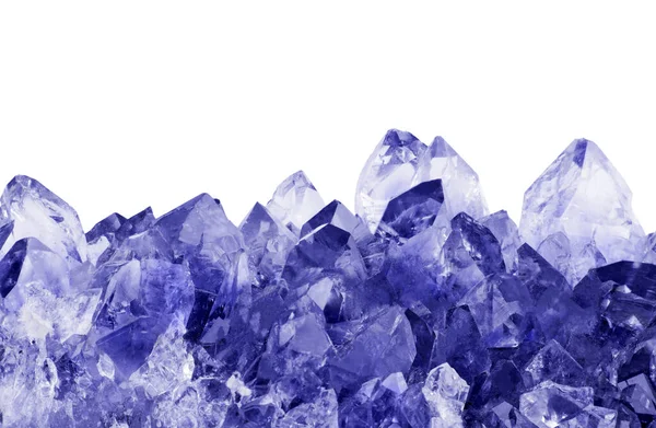 Макро Фото Блакитних Кристалів Сапфіру Ізольовані Білому Тлі — стокове фото