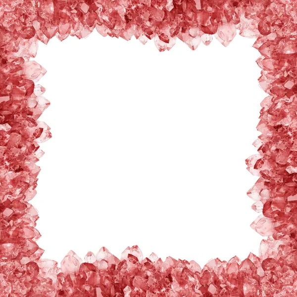 Macro Foto Cristales Rubí Rojo Marco Aislado Sobre Fondo Blanco — Foto de Stock