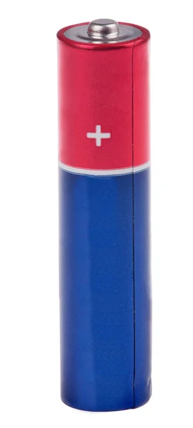Petite Batterie Rouge Bleue Isolée Sur Fond Blanc — Photo