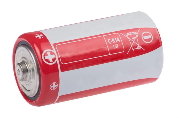 白地に隔離された赤とグレーの大型バッテリー — ストック写真