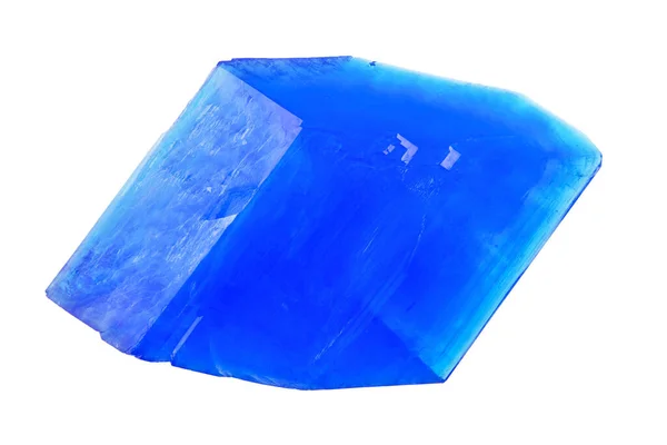 Sulfato Cúprico Monocristal Azul Isolado Sobre Fundo Branco — Fotografia de Stock