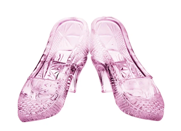 Zapatos Cristal Mujer Con Reflexión Aislada Sobre Fondo Negro — Foto de Stock