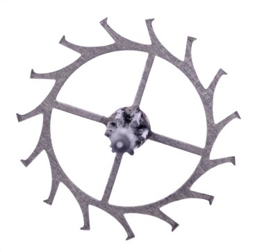 Beyaz arkaplanda izole edilmiş eski çelik teçhizat