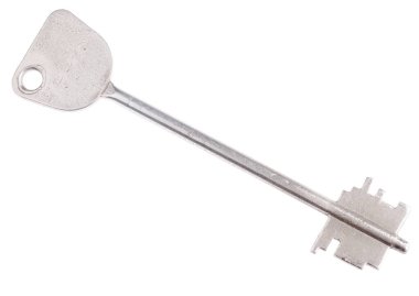 beyaz arkaplanda izole edilmiş çelik anahtar
