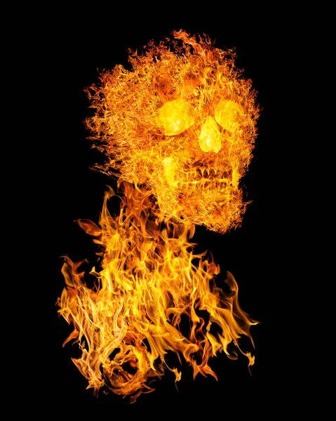 Skeleton Flame Isolated Black Background — Stock Photo, Image