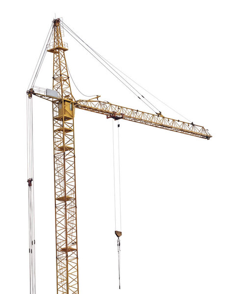 yellow hoisting crane isolate on white background