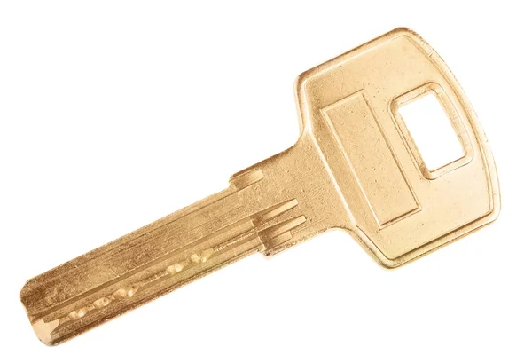 Zlatý Klíč Izolované Bílém Pozadí — Stock fotografie