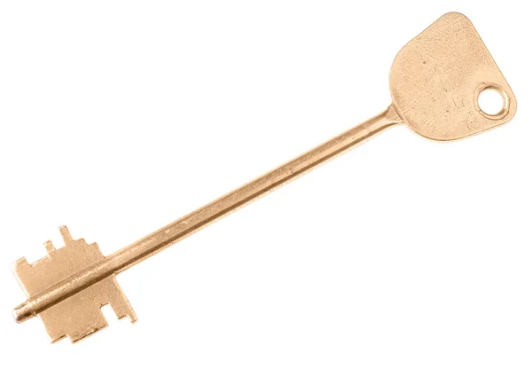 Goldener Schlüssel Isoliert Auf Weißem Hintergrund — Stockfoto