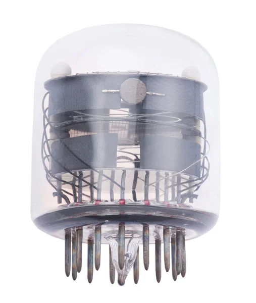 Old Electronic Lamp Many Electrodes Isolated White Background — Stock Photo, Image